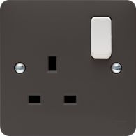 WMSS81G - 1 Gang Double Pole Switched Socket with Grey Face Plate