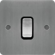 WFDP84BSB - 20A Double Pole Switch Brushed Steel Black Insert