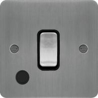 WFDP84FOBSB - 20A Double Pole Switch with Flex Outlet Brushed Steel Black Insert