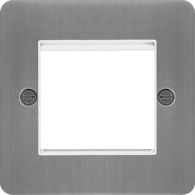 WFP2EUBSW - Euro Style Plate 2 Module  Brushed Steel White Insert