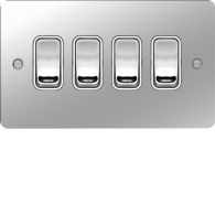 WFPS42PSW - 10AX 4 Gang 2 Way Wall Switch Polished Steel White Insert