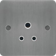 WFS51BSW - 5A 1 Gang Unswitched Socket Brushed Steel White Insert