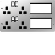 WFTVLPPSB - Lounge Plate for TV, Power &amp; Data Polished Steel Black Insert