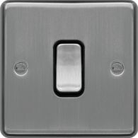 WRDP84BSB - 20A Double Pole Switch Brushed Steel Black Insert