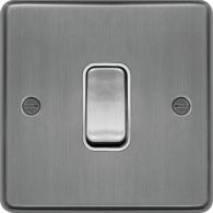 WRDP84BSW - 20A Double Pole Switch Brushed Steel White Insert