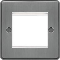 WRP2EUBSW - Euro Style Plate 2 Module  Brushed Steel White Insert