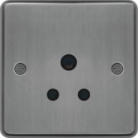 WRS51BSB - 5A 1 Gang Unswitched Socket Brushed Steel Black Insert