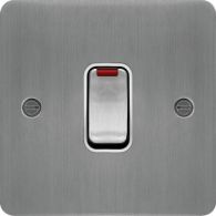 WFDP84NBSW - 20A Double Pole Switch with LED Indicator Brushed Steel WH