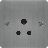 WFS51BSB - 5A 1 Gang Unswitched Socket Brushed Steel Black Insert