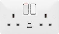 WMSS82-USBAC - Double Pole Switched Socket 2 GangComplete With Twin USB A+C Ports